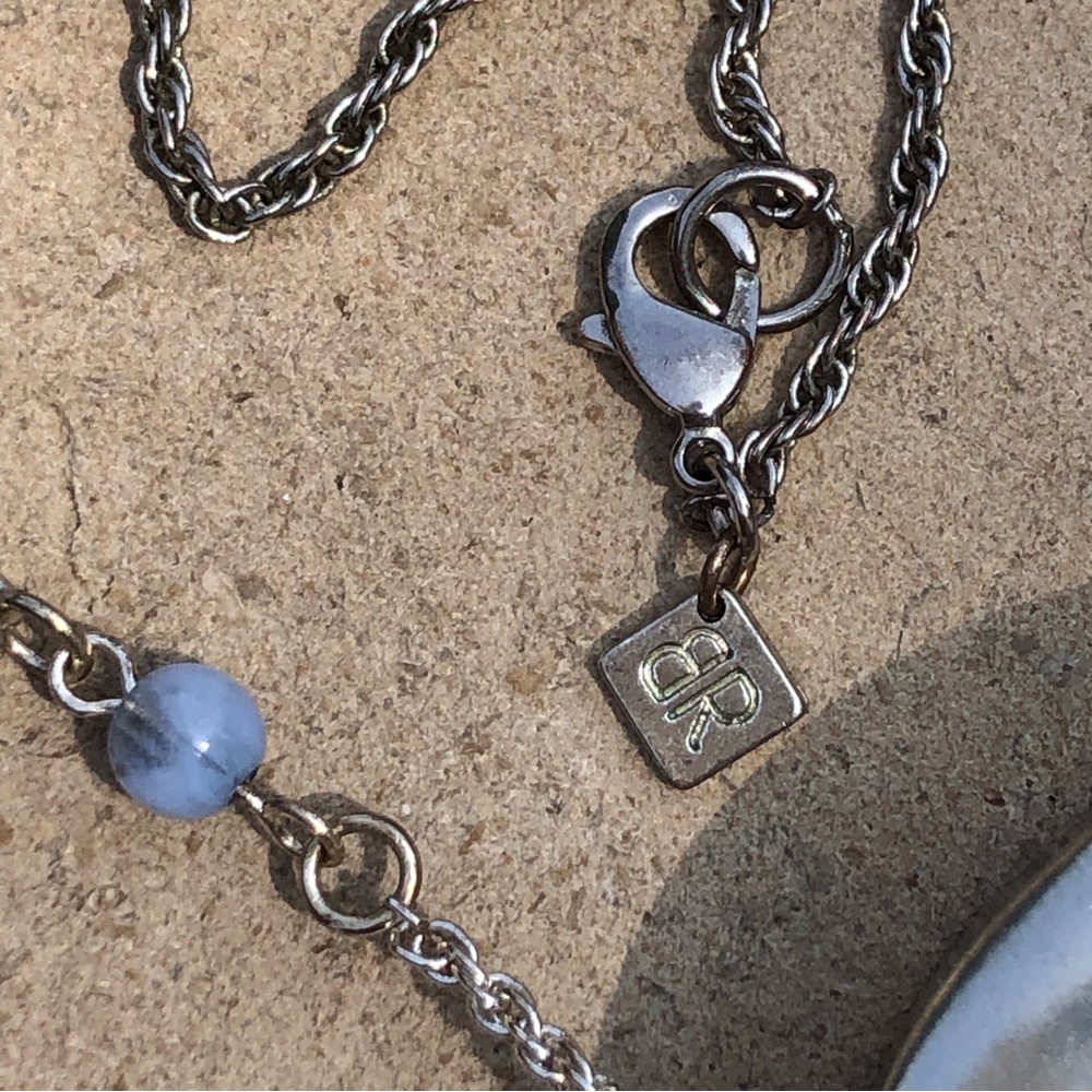 🪅 Banana Republic Silver Tassel Pendant Necklace with Blue Beads - Picture 5 of 9